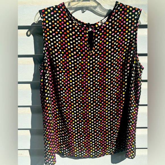 Kasper| Kasper  colorful sleeveless polka-dot blouse size L - Picture 1 of 16